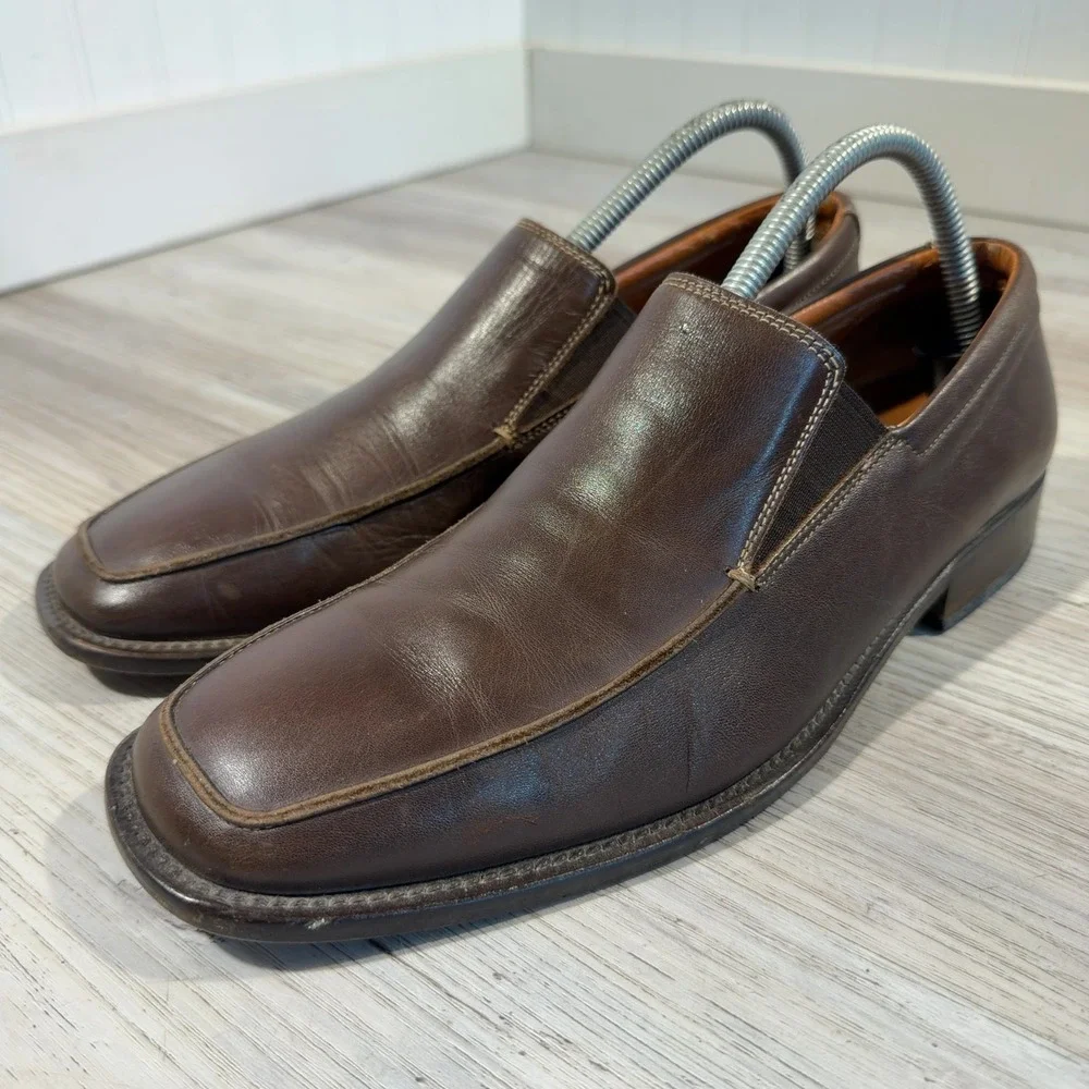 Gordon Rush Loafers Mens Sz 7.5 Brown Leather Slip On Apron Dress Shoes